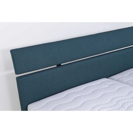 Cama tapizada con espacio de almacenamiento sin colchón ALIS 160x200 cm azul petróleo