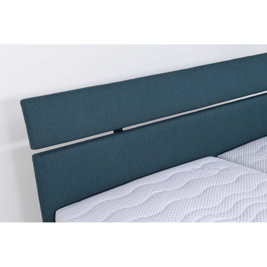 Cama tapizada con espacio de almacenamiento sin colchón ALIS 160x200 cm azul petróleo