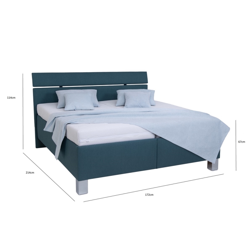 Cama tapizada con espacio de almacenamiento sin colchón ALIS 160x200 cm azul petróleo