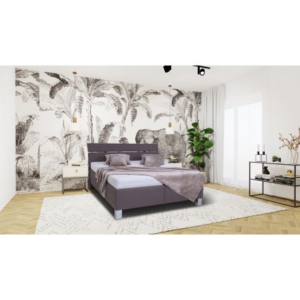 Cama tapizada con espacio de almacenamiento sin colchón ALIS 160x200 cm marrón