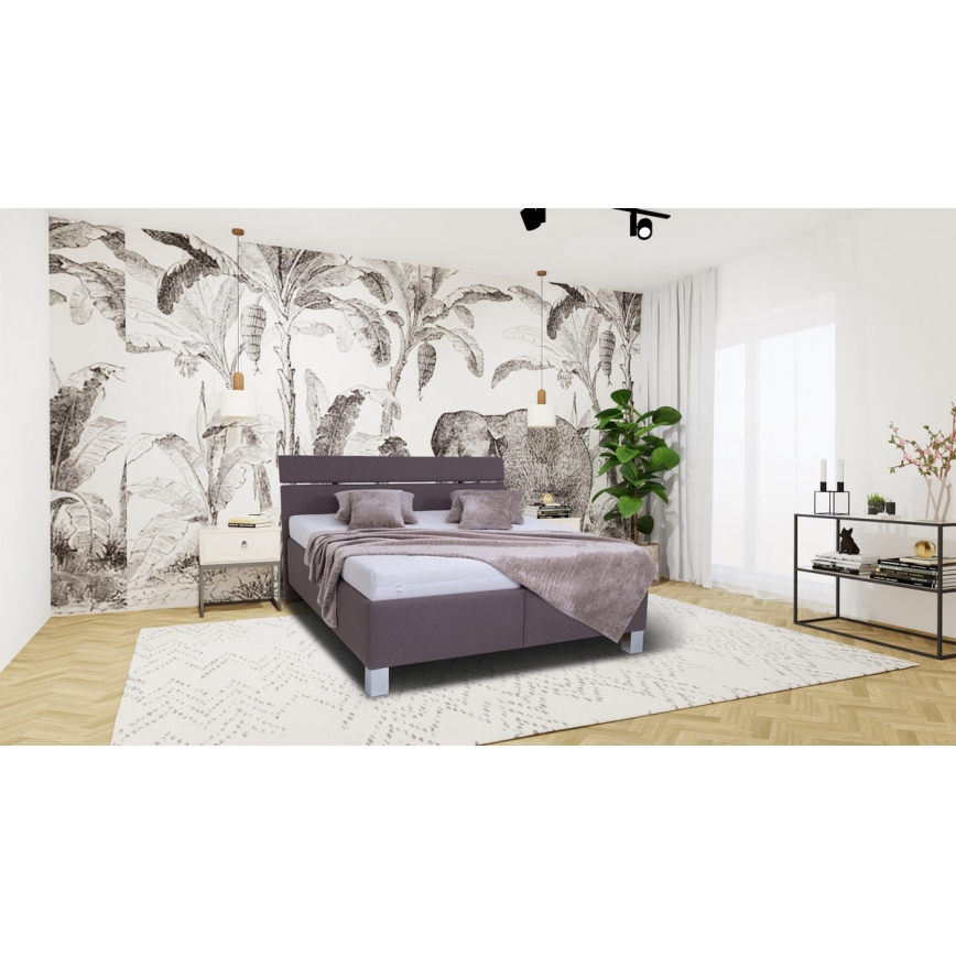 Cama tapizada con espacio de almacenamiento sin colchón ALIS 160x200 cm marrón