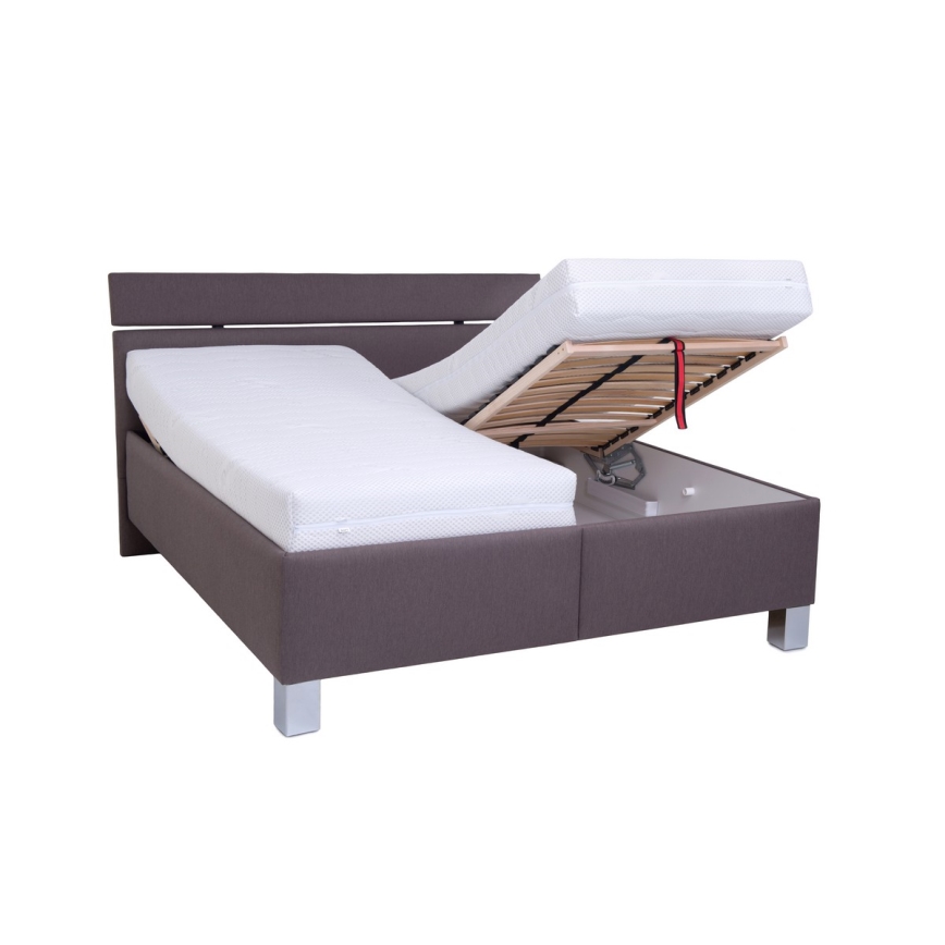 Cama tapizada con espacio de almacenamiento sin colchón ALIS 160x200 cm marrón