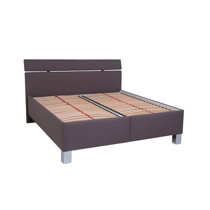 Cama tapizada con espacio de almacenamiento sin colchón ALIS 160x200 cm marrón