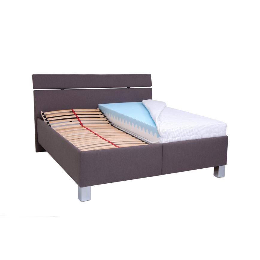 Cama tapizada con espacio de almacenamiento sin colchón ALIS 160x200 cm marrón