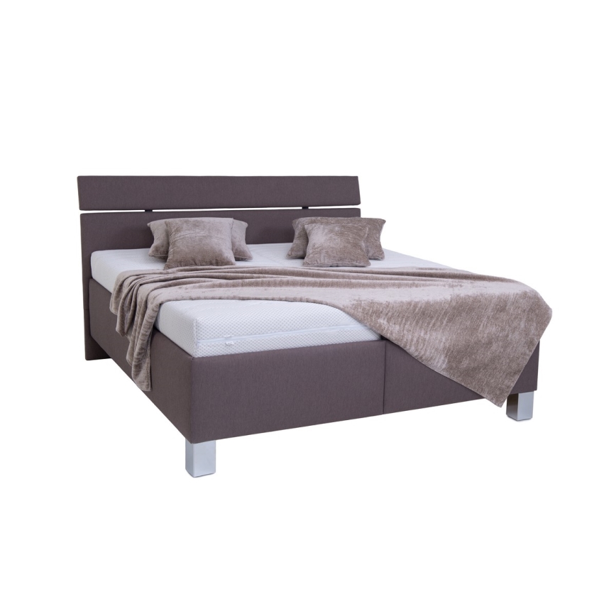 Cama tapizada con espacio de almacenamiento sin colchón ALIS 160x200 cm marrón