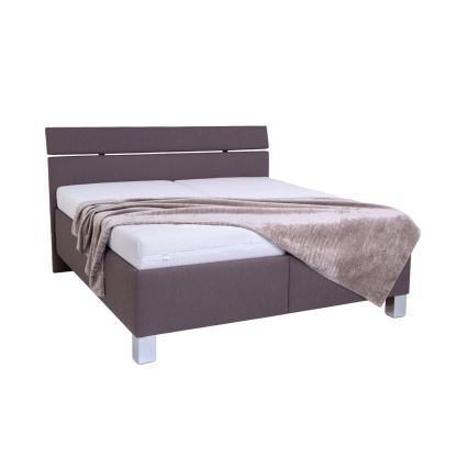 Cama tapizada con espacio de almacenamiento sin colchón ALIS 160x200 cm marrón