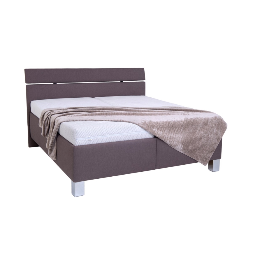 Cama tapizada con espacio de almacenamiento sin colchón ALIS 160x200 cm marrón
