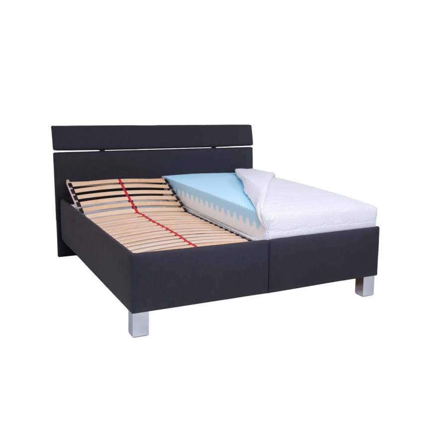Cama tapizada con espacio de almacenamiento sin colchón ALIS 180x200 cm antracita
