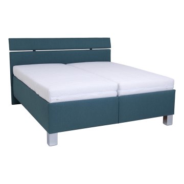 Cama tapizada con espacio de almacenamiento sin colchón ALIS 180x200 cm azul petróleo