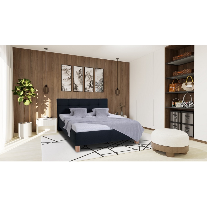 Cama tapizada con espacio de almacenamiento sin colchón MARIA 160x200 cm antracita