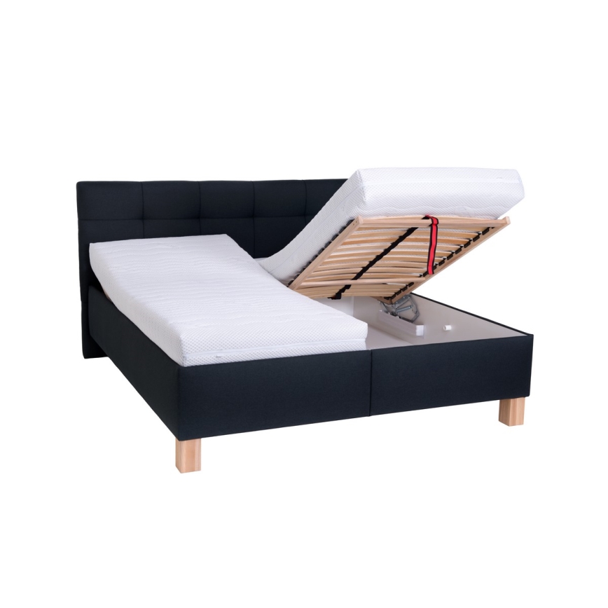 Cama tapizada con espacio de almacenamiento sin colchón MARIA 160x200 cm antracita