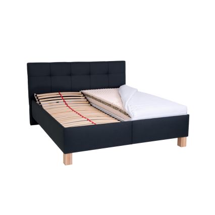 Cama tapizada con espacio de almacenamiento sin colchón MARIA 160x200 cm antracita
