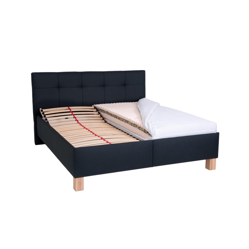 Cama tapizada con espacio de almacenamiento sin colchón MARIA 160x200 cm antracita