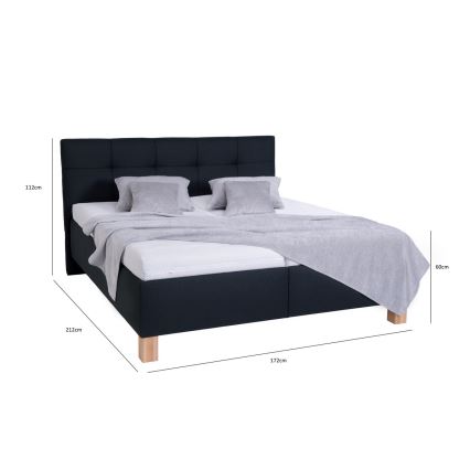 Cama tapizada con espacio de almacenamiento sin colchón MARIA 160x200 cm antracita