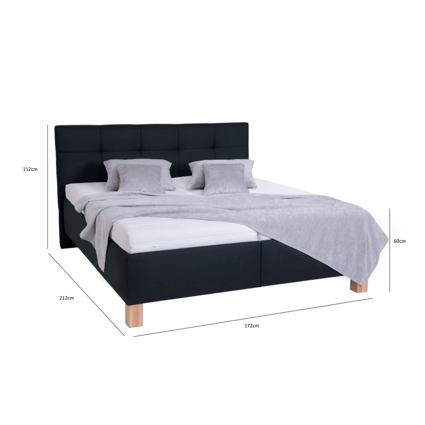 Cama tapizada con espacio de almacenamiento sin colchón MARIA 160x200 cm antracita