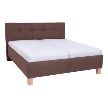 Cama tapizada con espacio de almacenamiento sin colchón MARIA 160x200 cm marrón