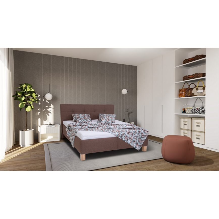 Cama tapizada con espacio de almacenamiento sin colchón MARIA 160x200 cm marrón