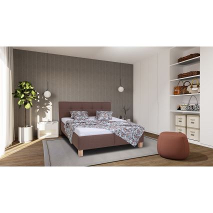 Cama tapizada con espacio de almacenamiento sin colchón MARIA 180x200 cm marrón
