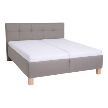 Cama tapizada con espacio de almacenamiento sin colchón MARIA 180x200 cm taupe