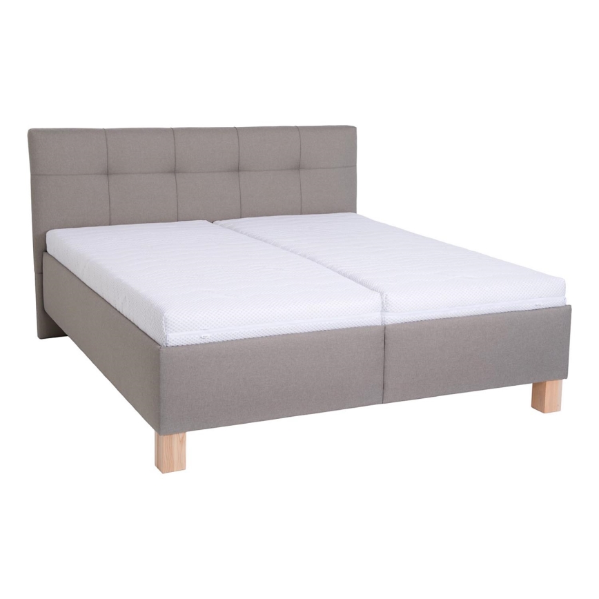 Cama tapizada con espacio de almacenamiento sin colchón MARIA 180x200 cm taupe