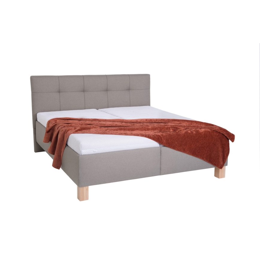 Cama tapizada con espacio de almacenamiento sin colchón MARIA 180x200 cm taupe