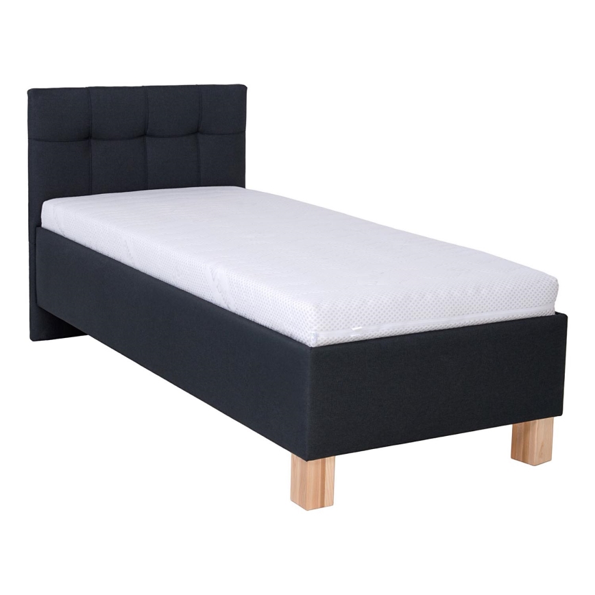 Cama tapizada con espacio de almacenamiento sin colchón MARIA ONE 90x200 cm antracita