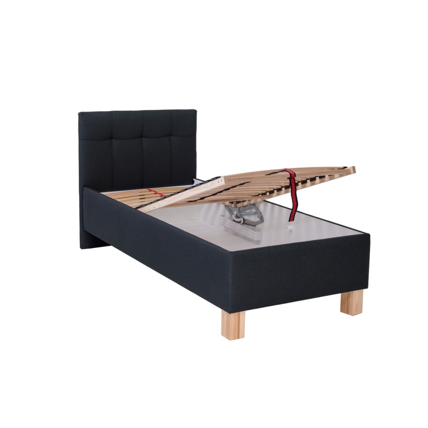 Cama tapizada con espacio de almacenamiento sin colchón MARIA ONE 90x200 cm antracita