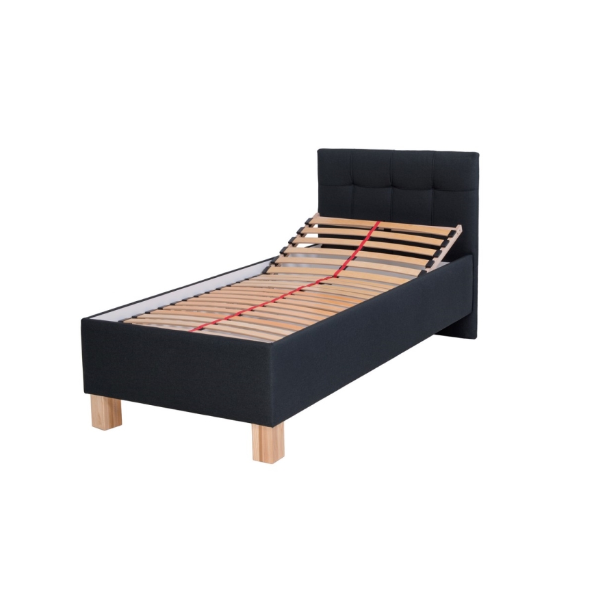 Cama tapizada con espacio de almacenamiento sin colchón MARIA ONE 90x200 cm antracita