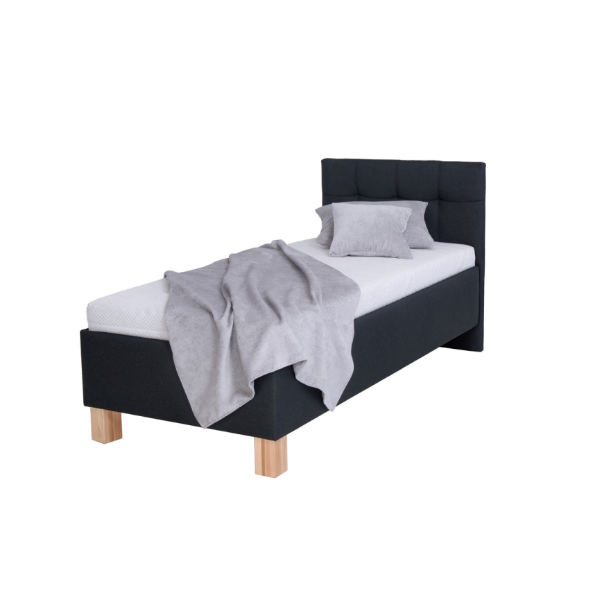 Cama tapizada con espacio de almacenamiento sin colchón MARIA ONE 90x200 cm antracita