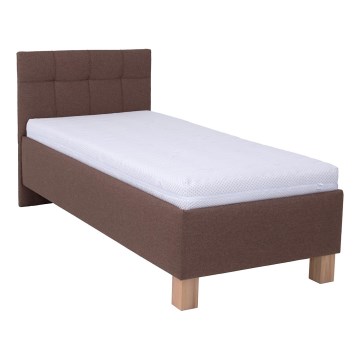 Cama tapizada con espacio de almacenamiento sin colchón MARIA ONE 90x200 cm marrón