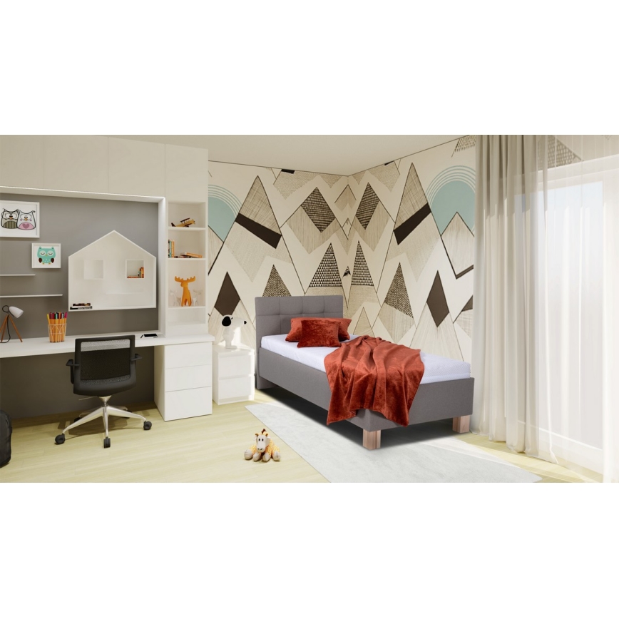 Cama tapizada con espacio de almacenamiento sin colchón MARIA ONE 90x200 cm taupe