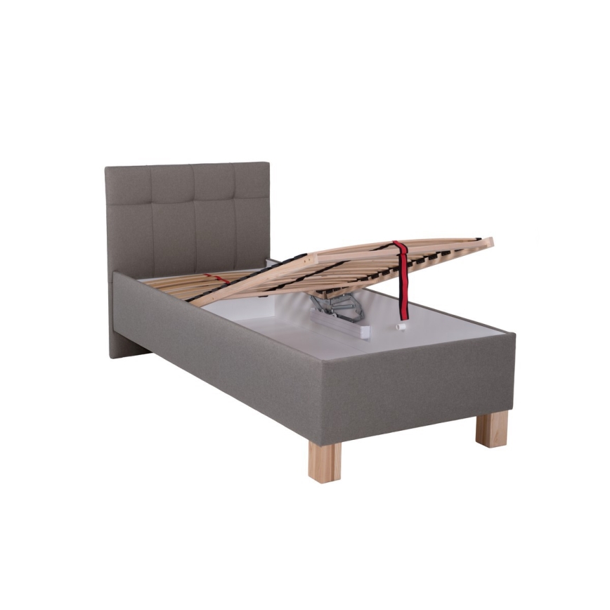 Cama tapizada con espacio de almacenamiento sin colchón MARIA ONE 90x200 cm taupe