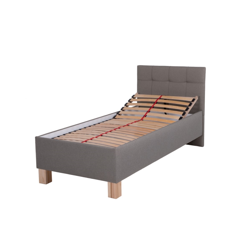 Cama tapizada con espacio de almacenamiento sin colchón MARIA ONE 90x200 cm taupe