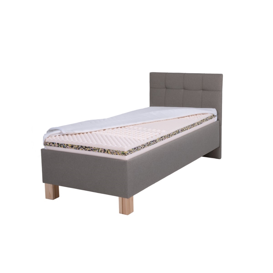 Cama tapizada con espacio de almacenamiento sin colchón MARIA ONE 90x200 cm taupe