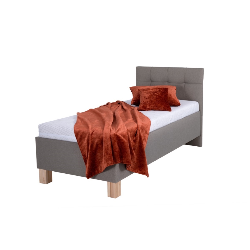 Cama tapizada con espacio de almacenamiento sin colchón MARIA ONE 90x200 cm taupe