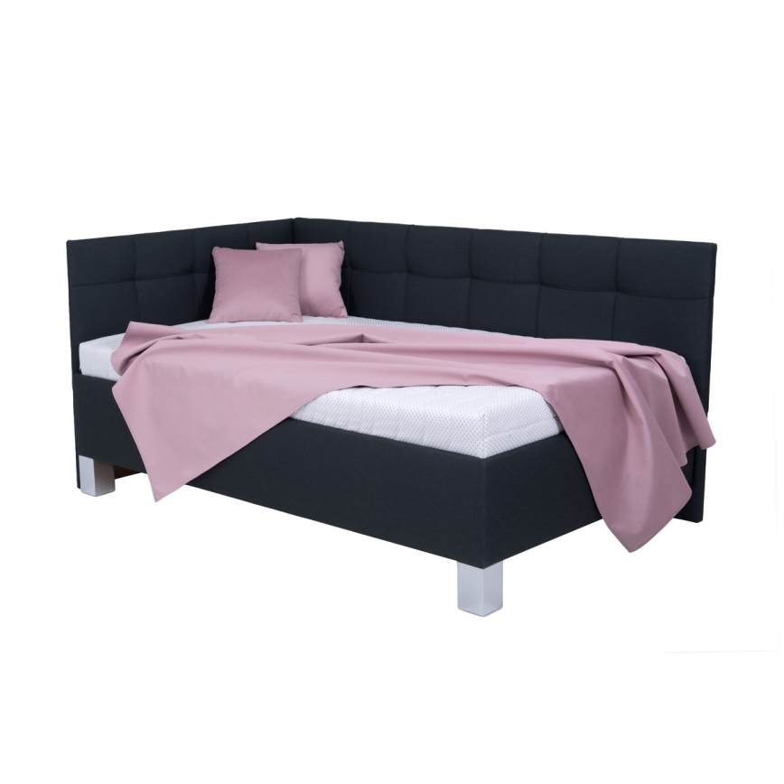 Cama tapizada con espacio de almacenamiento sin colchón MARIA PETITE 120x200 cm antracita