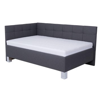 Cama tapizada con espacio de almacenamiento sin colchón MARIA PETITE 120x200 cm gris
