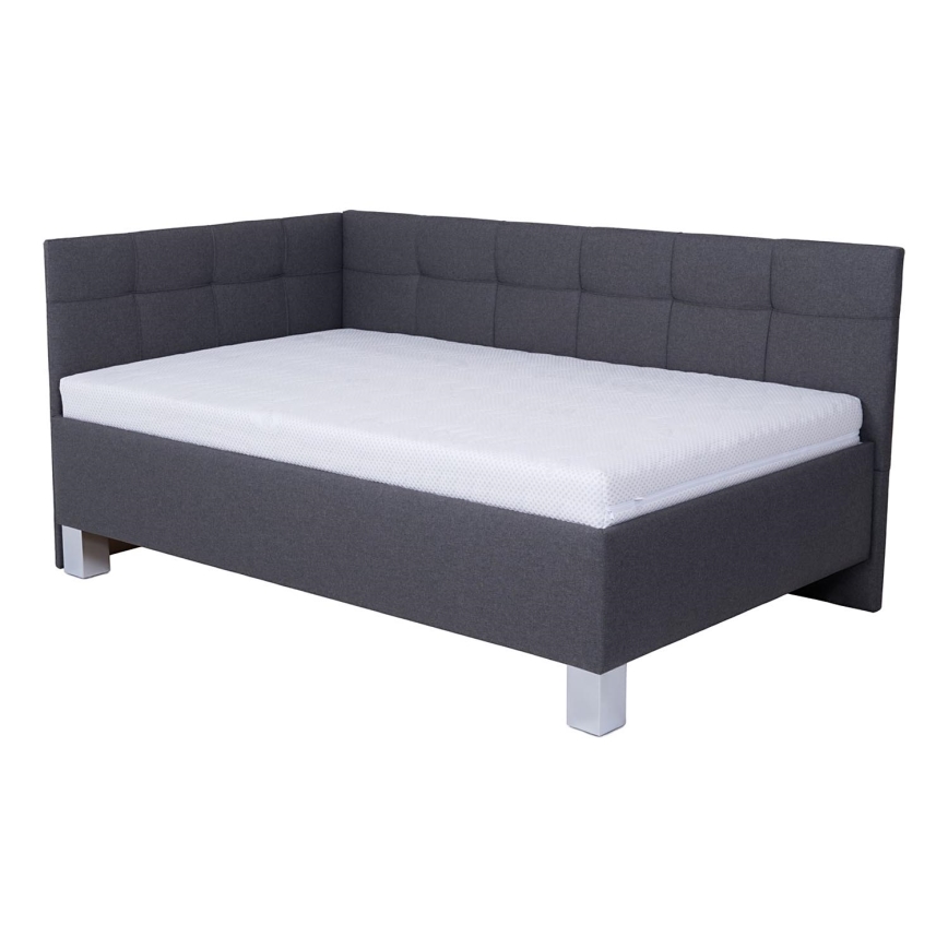 Cama tapizada con espacio de almacenamiento sin colchón MARIA PETITE 120x200 cm gris