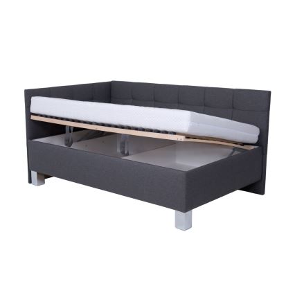 Cama tapizada con espacio de almacenamiento sin colchón MARIA PETITE 120x200 cm gris