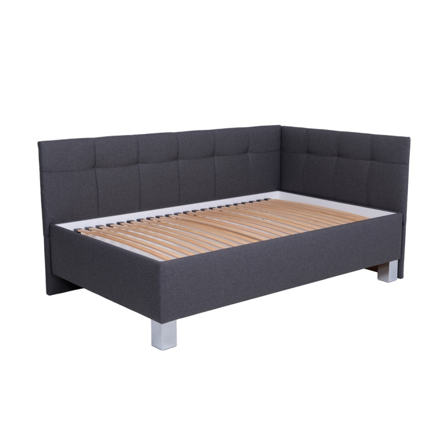 Cama tapizada con espacio de almacenamiento sin colchón MARIA PETITE 120x200 cm gris