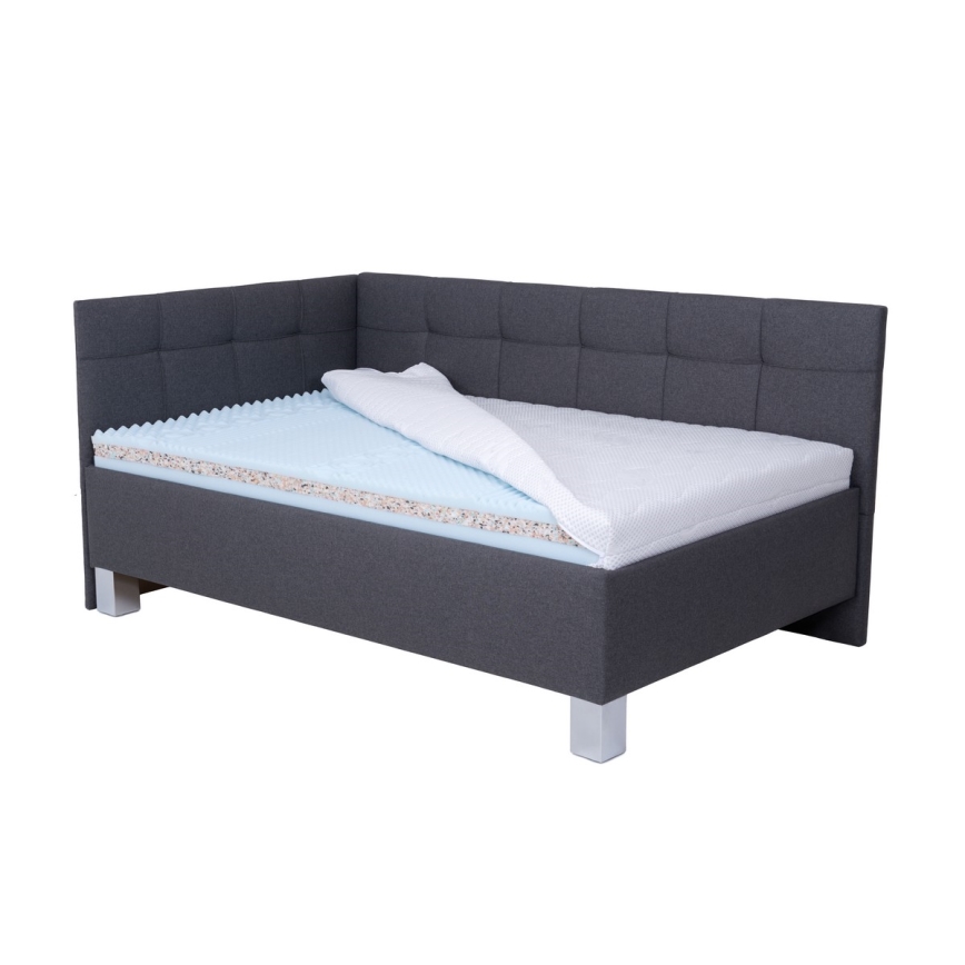 Cama tapizada con espacio de almacenamiento sin colchón MARIA PETITE 120x200 cm gris