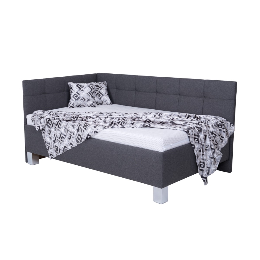 Cama tapizada con espacio de almacenamiento sin colchón MARIA PETITE 120x200 cm gris