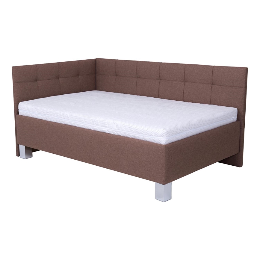 Cama tapizada con espacio de almacenamiento sin colchón MARIA PETITE 120x200 cm marrón