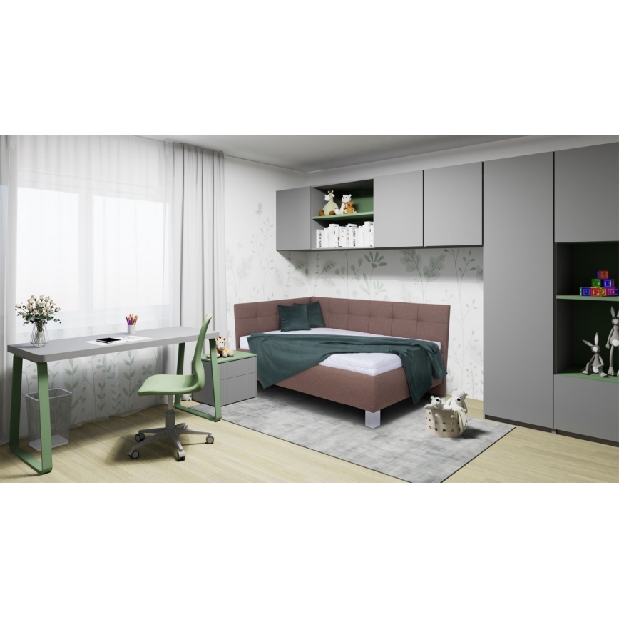 Cama tapizada con espacio de almacenamiento sin colchón MARIA PETITE 120x200 cm marrón