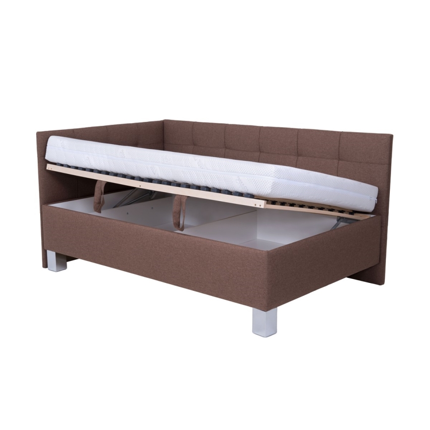 Cama tapizada con espacio de almacenamiento sin colchón MARIA PETITE 120x200 cm marrón
