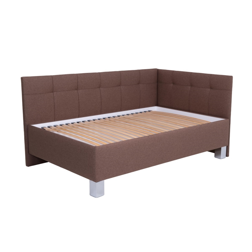 Cama tapizada con espacio de almacenamiento sin colchón MARIA PETITE 120x200 cm marrón