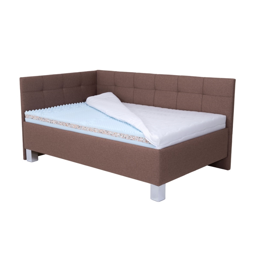 Cama tapizada con espacio de almacenamiento sin colchón MARIA PETITE 120x200 cm marrón