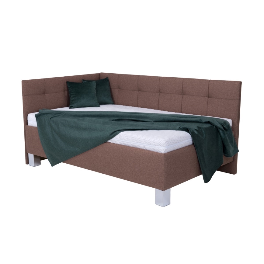 Cama tapizada con espacio de almacenamiento sin colchón MARIA PETITE 120x200 cm marrón