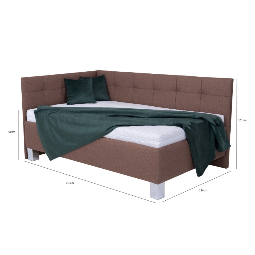 Cama tapizada con espacio de almacenamiento sin colchón MARIA PETITE 120x200 cm marrón