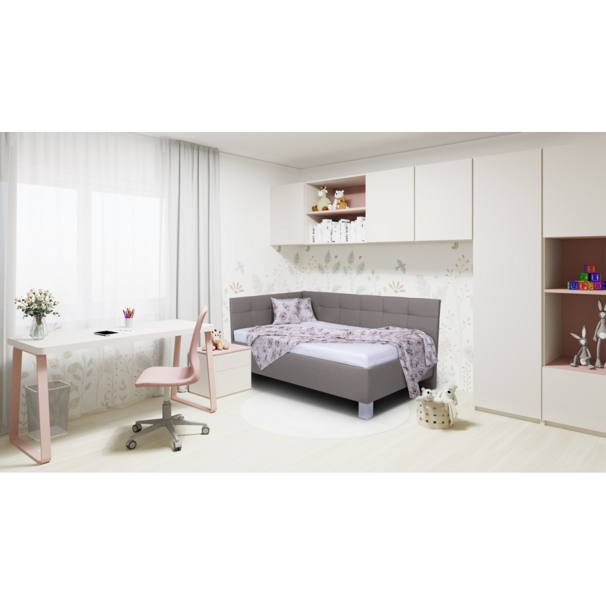 Cama tapizada con espacio de almacenamiento sin colchón MARIA PETITE 120x200 cm taupe